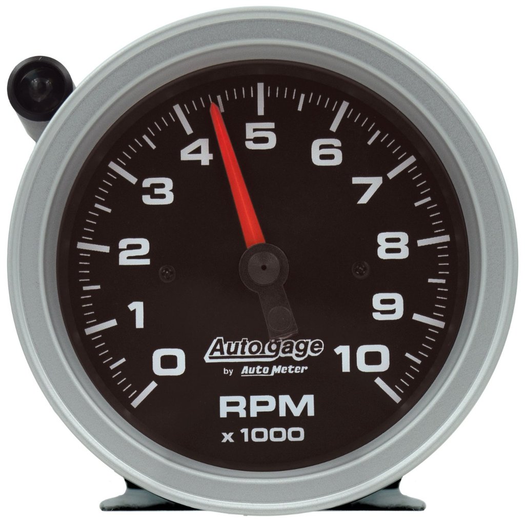 AutoMeter 3-3/4" PEDESTAL TACHOMETER, 0-10,000 RPM, BLACK DIAL, W/EXTERNAL SHIFT-LIGHT, AUTO GAGE