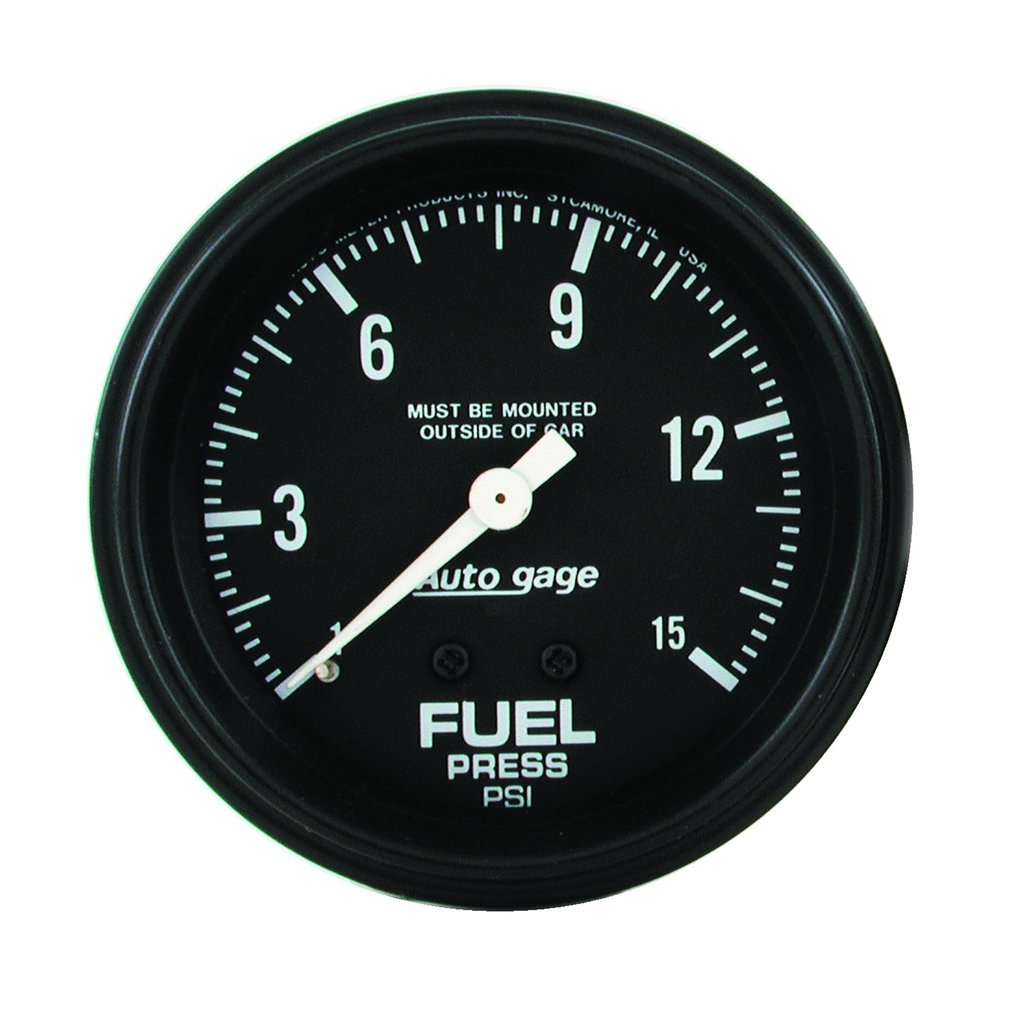 AutoMeter 2-5/8" FUEL PRESSURE, 0-15 PSI, MECHANICAL, FULL SWEEP, AUTO GAGE