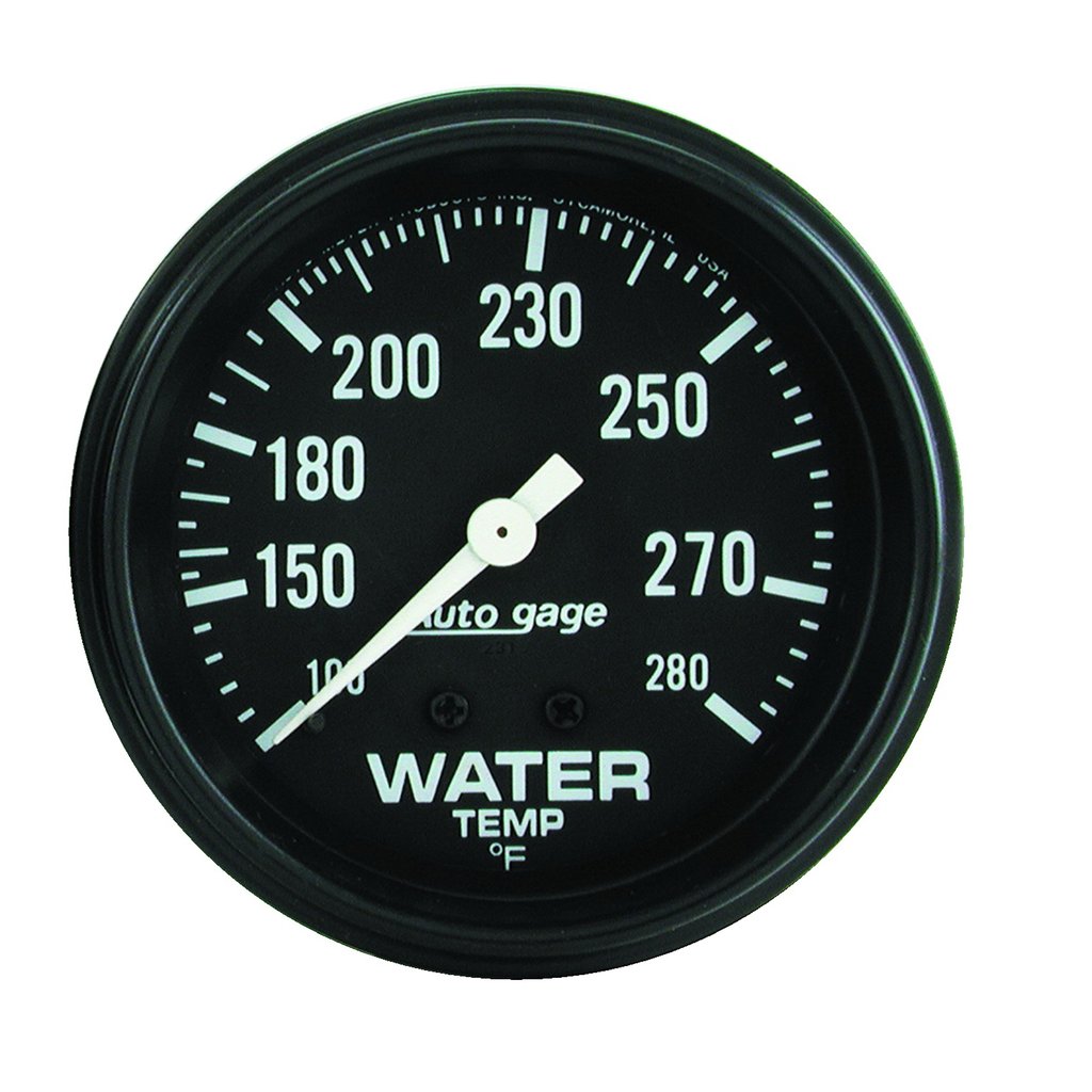 AutoMeter 2-5/8" WATER TEMPERATURE, 100-280 °F, 6 FT., MECHANICAL, FULL SWEEP, AUTO GAGE