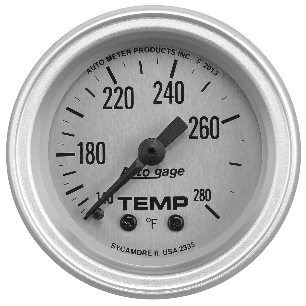 AutoMeter 2-1/16" WATER TEMPERATURE, 140-280 °F, 6 FT., MECHANICAL, SILVER, AUTO GAGE