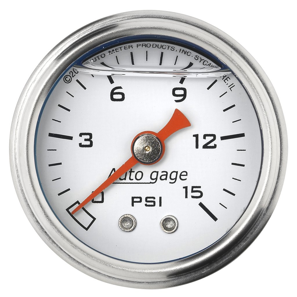 AutoMeter 1-1/2" PRESSURE, 0-15 PSI, MECHANICAL, WHITE