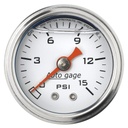 AutoMeter 1-1/2" PRESSURE, 0-15 PSI, MECHANICAL, WHITE