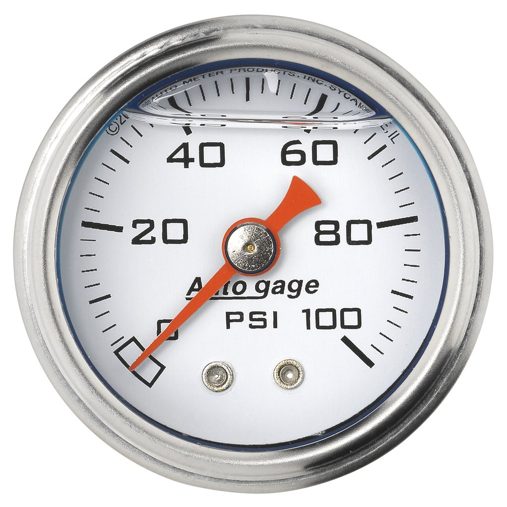 AutoMeter 1-1/2" PRESSURE, 0-100 PSI, MECHANICAL, WHITE