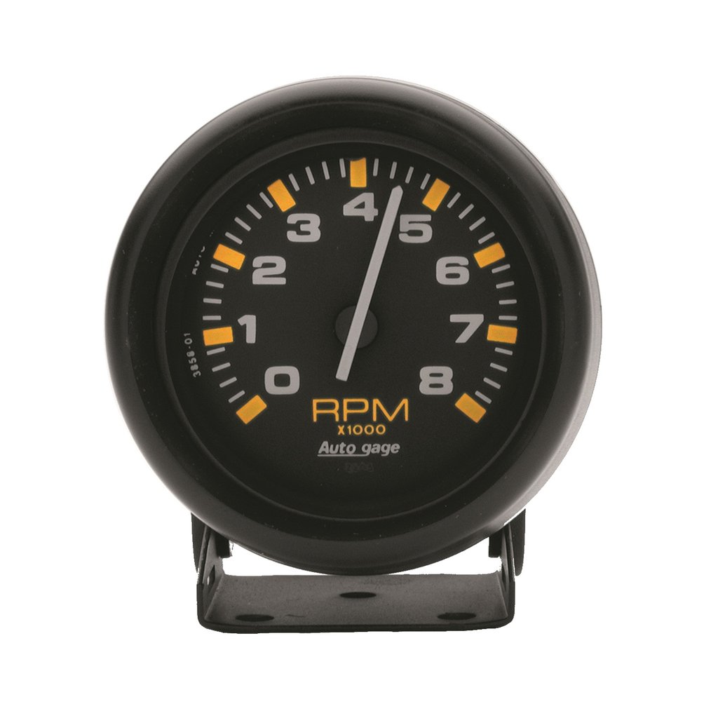 AutoMeter 2-3/4" PEDESTAL tachometer, 0-8,000 RPM, BLACK/BLACK, AUTO GAGE
