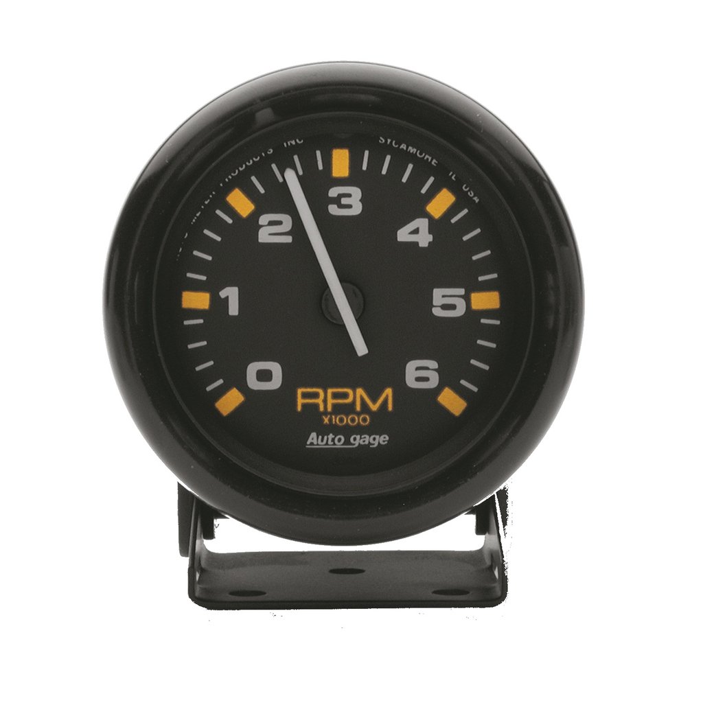 AutoMeter 2-3/4" PEDESTAL tachometer, 0-6,000 RPM, BLACK/BLACK, AUTO GAGE