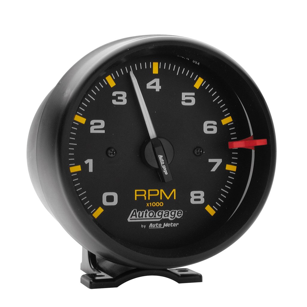 AutoMeter 3-3/4" PEDESTAL tachometer, 0-8,000 RPM, BLACK/BLACK, AUTO GAGE