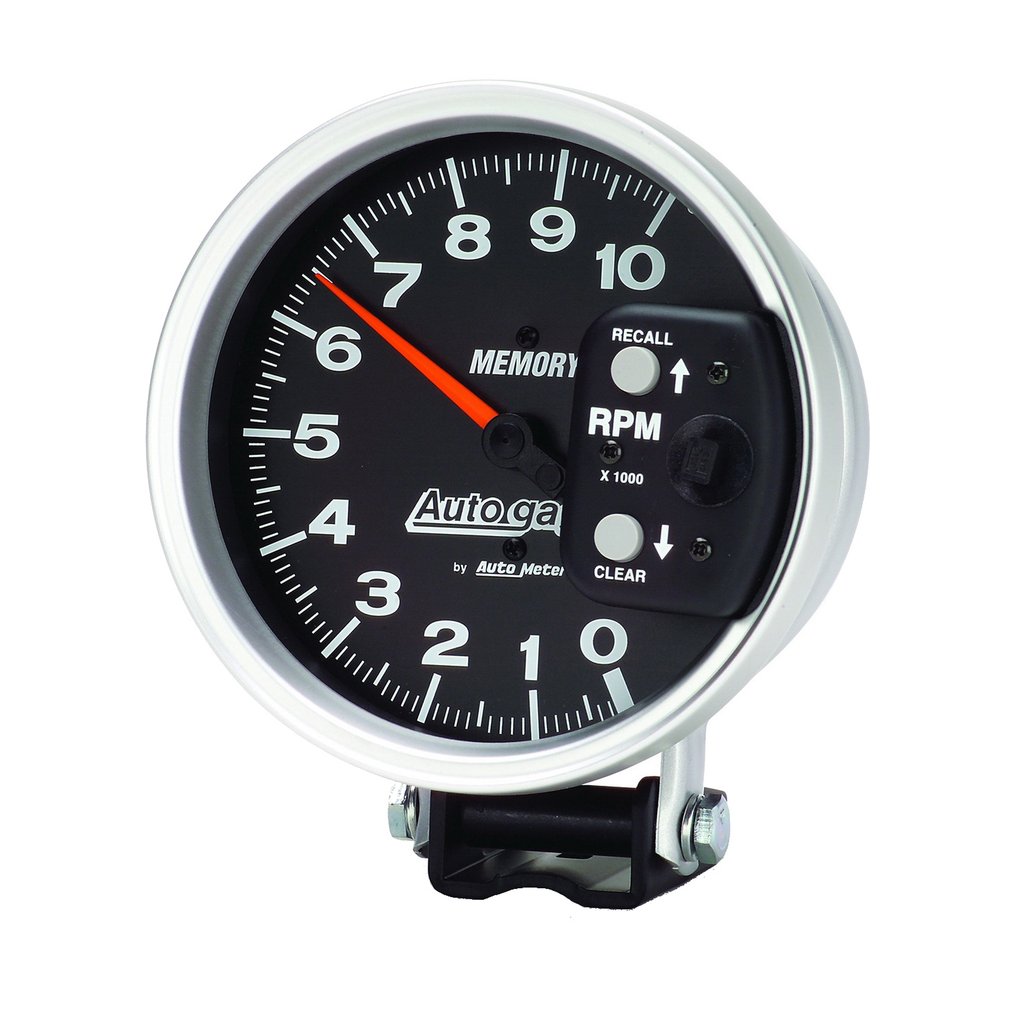 AutoMeter 5" PEDESTAL tachometer, 0-10,000 RPM, MEMORY, BLACK, AUTO GAGE
