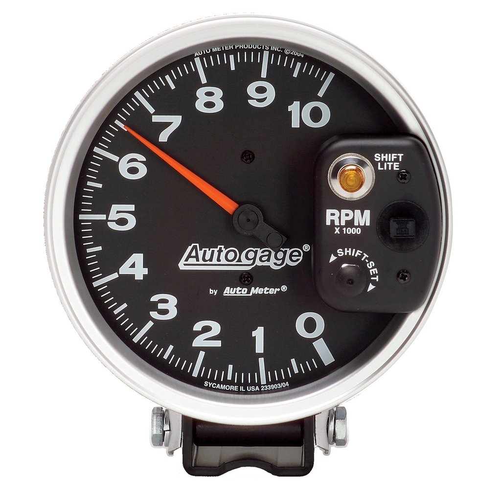 AutoMeter 5" PEDESTAL tachometer, 0-10,000 RPM, INT. SHIFT LIGHT, BLACK, AUTO GAGE