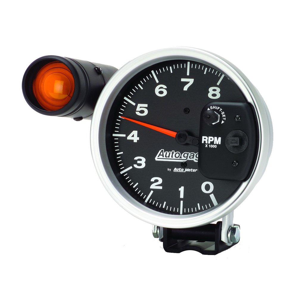 AutoMeter 5" PEDESTAL tachometer, 0-8,000 RPM, SHIFT LIGHT, BLACK, AUTO GAGE