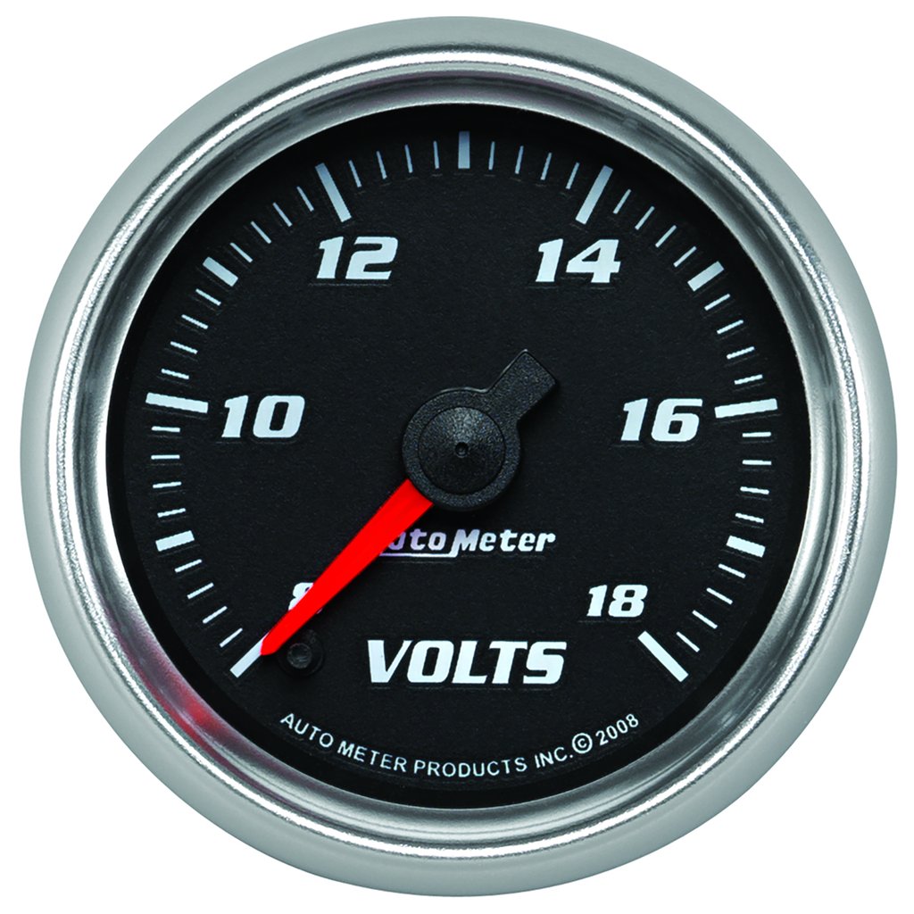 AutoMeter 2-1/16" VOLTMETER, 8-18V, DIGITAL STEPPER MOTOR, BLACK/BRIGHT ANODIZED, PRO-CYCLE