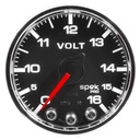AutoMeter 2-1/16" VOLTMETER, 0-16V, DIGITAL STEPPER MOTOR, SPEK-PRO, BLACK DIAL, CHROME BEZEL, CLEAR LENS