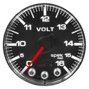 AutoMeter 2-1/16" VOLTMETER, 0-16V, DIGITAL STEPPER MOTOR, SPEK-PRO, BLACK DIAL, CHROME BEZEL, FLAT ANTIGLARE LENS