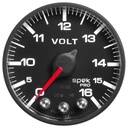 AutoMeter 2-1/16" VOLTMETER, 0-16V, DIGITAL STEPPER MOTOR, SPEK-PRO, BLACK DIAL, BLACK BEZEL, FLAT ANTIGLARE LENS