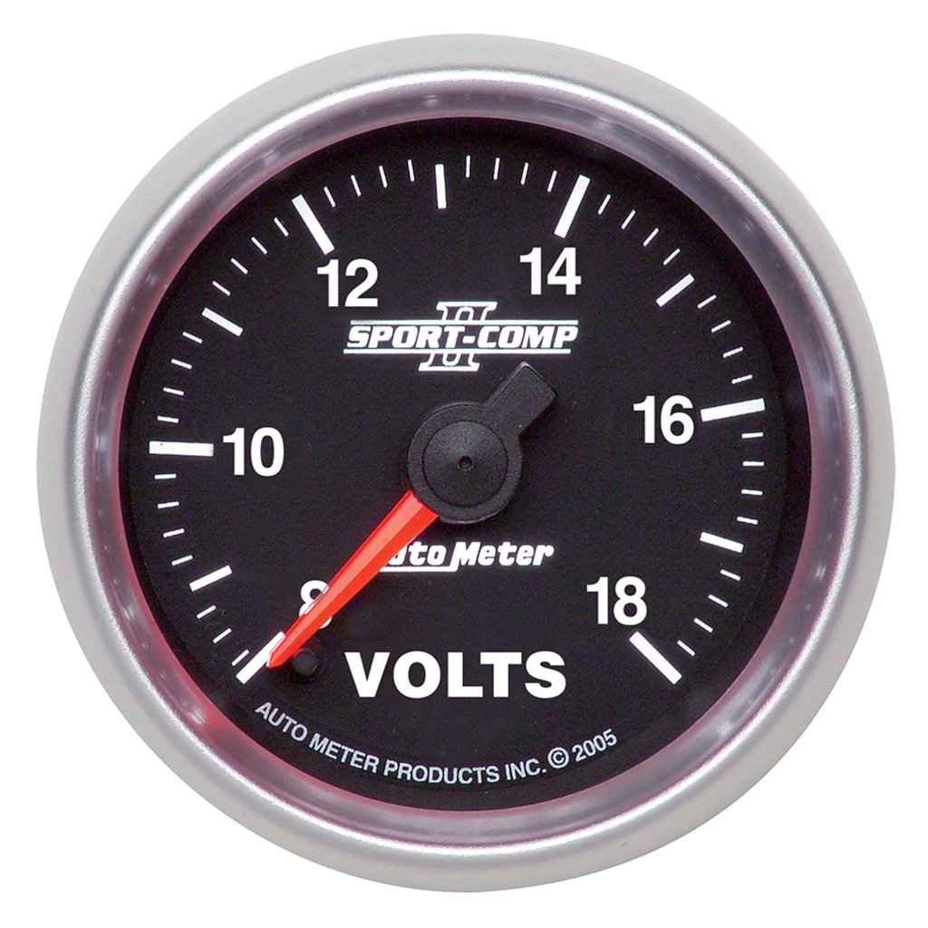 AutoMeter 2-1/16" VOLTMETER, 8-18V, DIGITAL STEPPER MOTOR, SPORT-COMP II