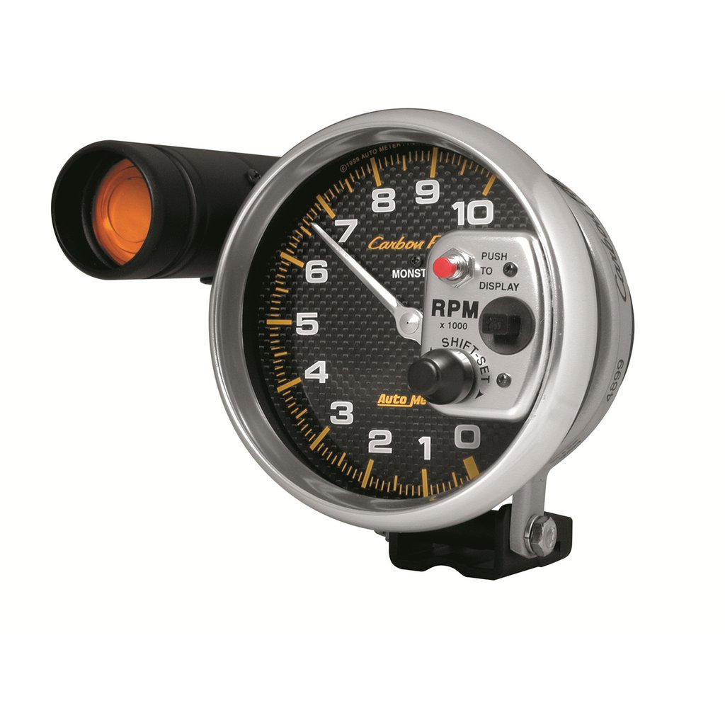 AutoMeter 5" PEDESTAL tachometer, 0-10,000 RPM, CARBON FIBER