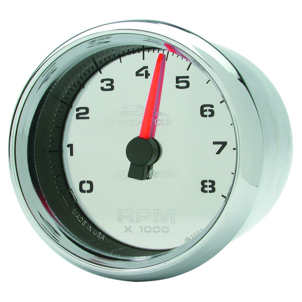AutoMeter 2-5/8" TACHOMETER, 0-8,000 RPM, CHROME, PRO-CYCLE