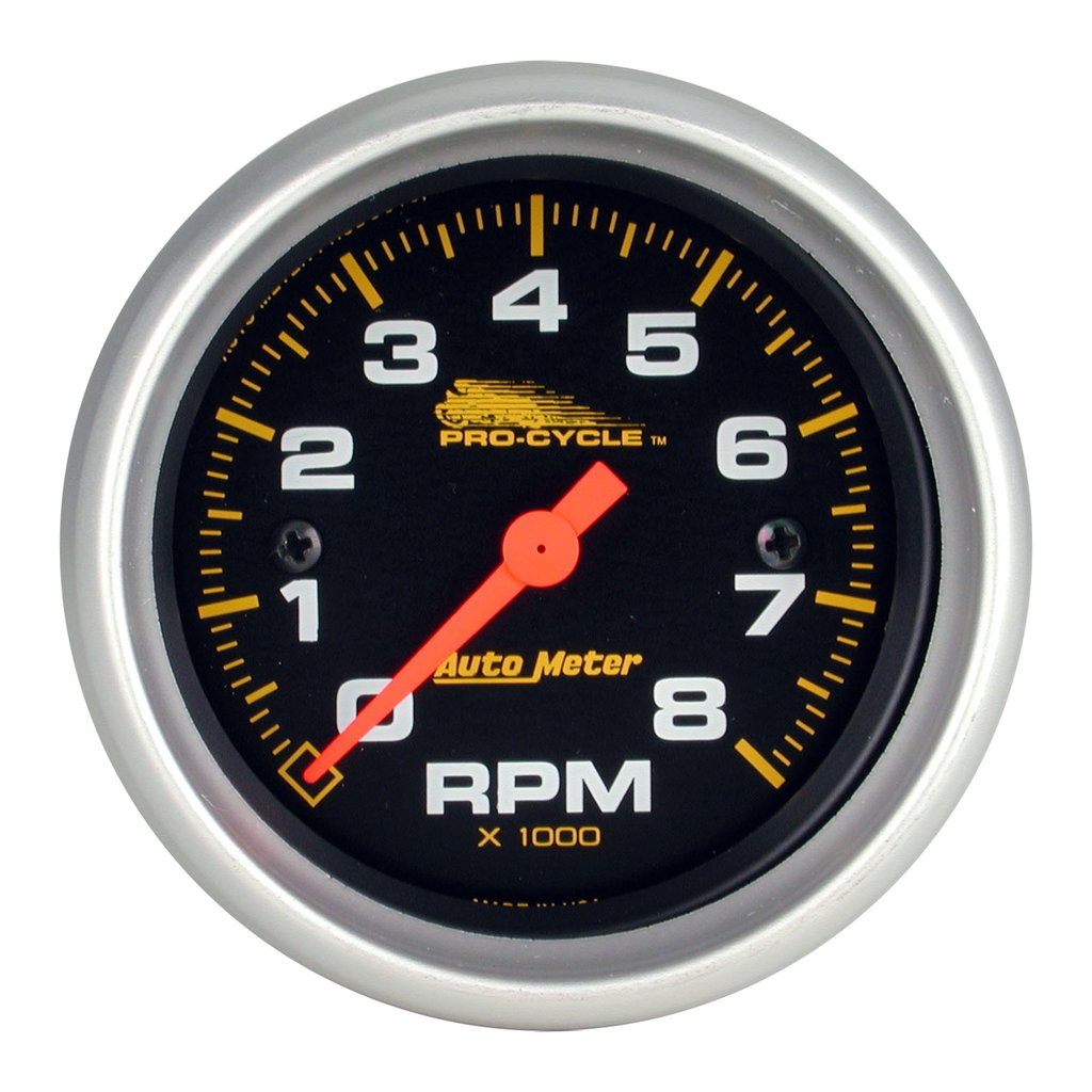AutoMeter 2-5/8" TACHOMETER, 0-8,000 RPM, BLACK W/ SILVER BEZEL, PRO-CYCLE