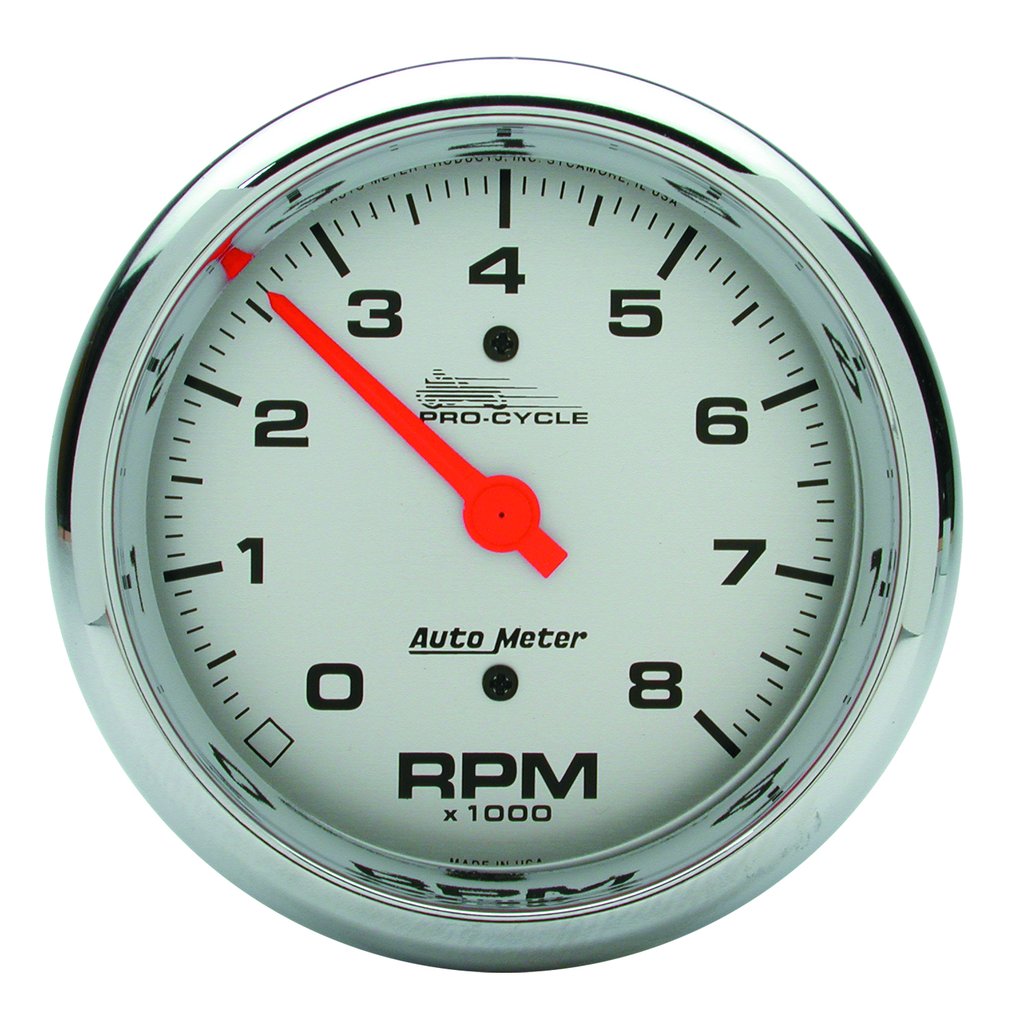 AutoMeter 3-3/8" TACHOMETER, 0-8,000 RPM, SILVER, PRO-CYCLE