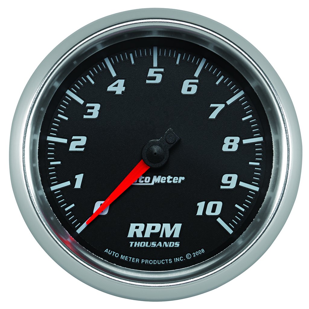AutoMeter 3-3/8" tachometer, 0-10,000 RPM, BLACK/BRIGHT ANODIZED, PRO-CYCLE
