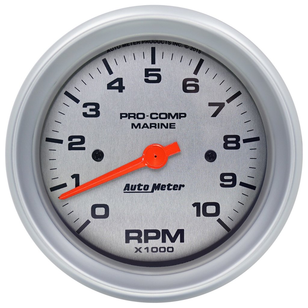 AutoMeter 3-3/8" IN-DASH TACHOMETER, 0-10,000 RPM, MARINE SILVER ULTRA-LITE