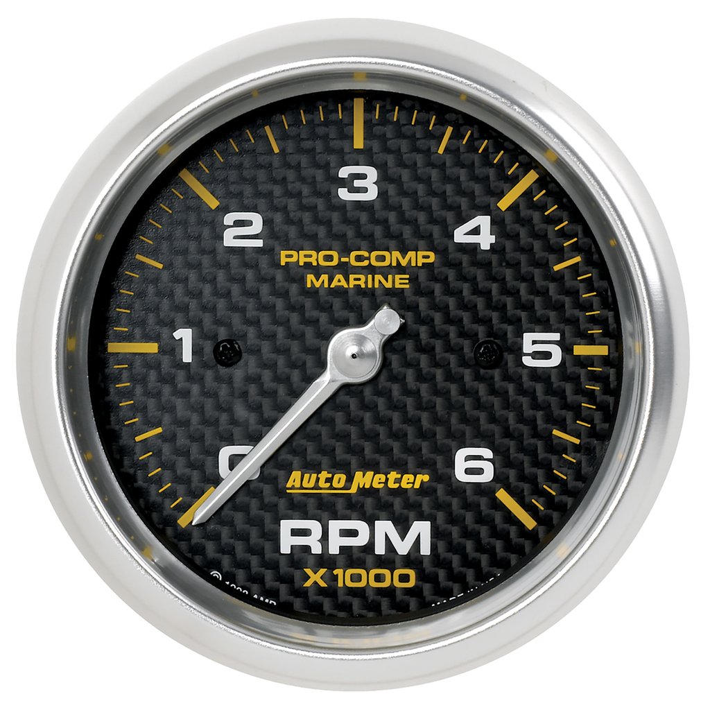 AutoMeter 3-3/8" IN-DASH TACHOMETER, 0-6,000 RPM, MARINE CARBON FIBER