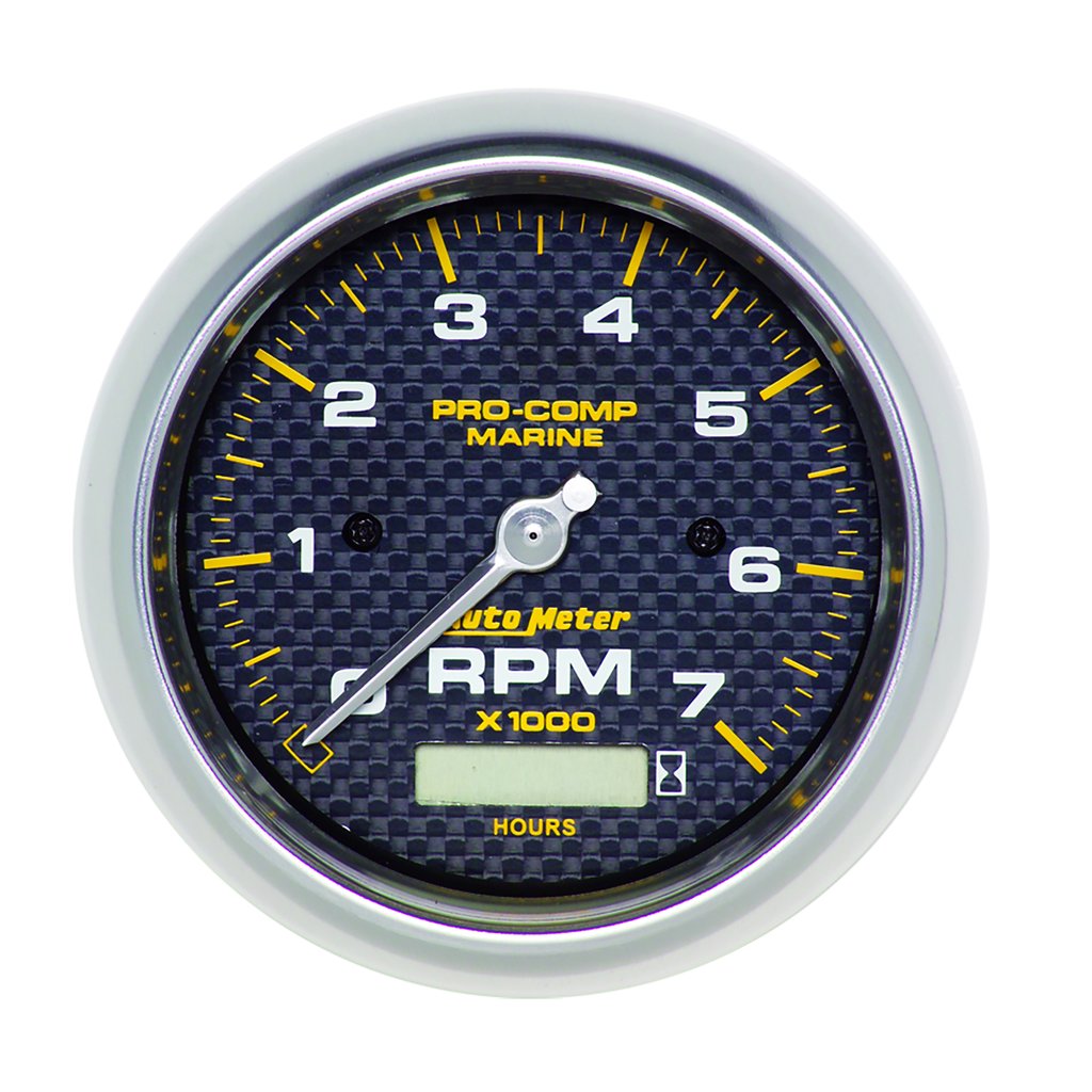 AutoMeter 3-3/8" IN-DASH TACHOMETER WITH HOUR METER, 0-7,000 RPM, MARINE CARBON FIBER