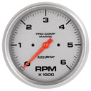 AutoMeter 5" IN-DASH TACHOMETER, 0-6,000 RPM, MARINE SILVER