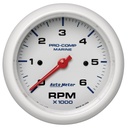 AutoMeter 3-3/8" IN-DASH TACHOMETER, 0-6,000 RPM, MARINE WHITE