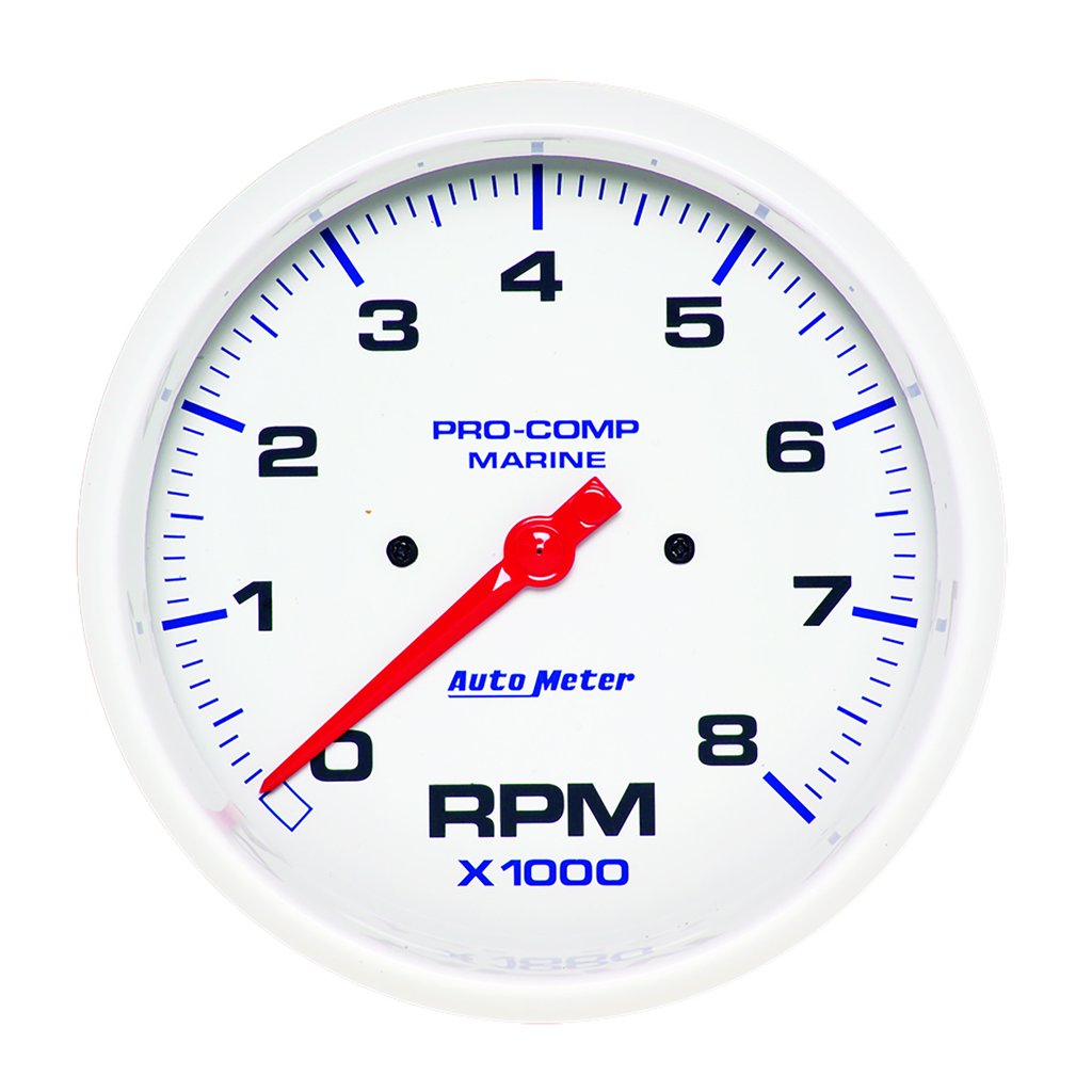 AutoMeter 5" IN-DASH tachometer, 0-8,000 RPM, MARINE WHITE