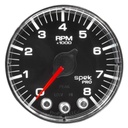 AutoMeter 2-1/16" IN-DASH TACHOMETER, 0-8,000 RPM, SPEK-PRO, BLACK DIAL, CHROME BEZEL, FLAT ANTIGLARE LENS