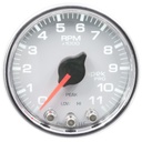 AutoMeter 2-1/16" IN-DASH TACHOMETER, 0-11,000 RPM, SPEK-PRO, WHITE DIAL, CHROME BEZEL, CLEAR LENS