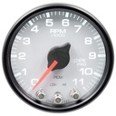 AutoMeter 2-1/16" IN-DASH TACHOMETER, 0-11,000 RPM, SPEK-PRO, WHITE DIAL, BLACK BEZEL, CLEAR LENS