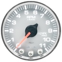 AutoMeter 2-1/16" IN-DASH TACHOMETER, 0-11,000 RPM, SPEK-PRO, SILVER DIAL, CHROME BEZEL, CLEAR LENS