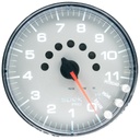 AutoMeter 5" IN-DASH TACHOMETER, 0-11,000 RPM, SPEK-PRO, SILVER DIAL, CHROME BEZEL, FLAT ANTIGLARE LENS