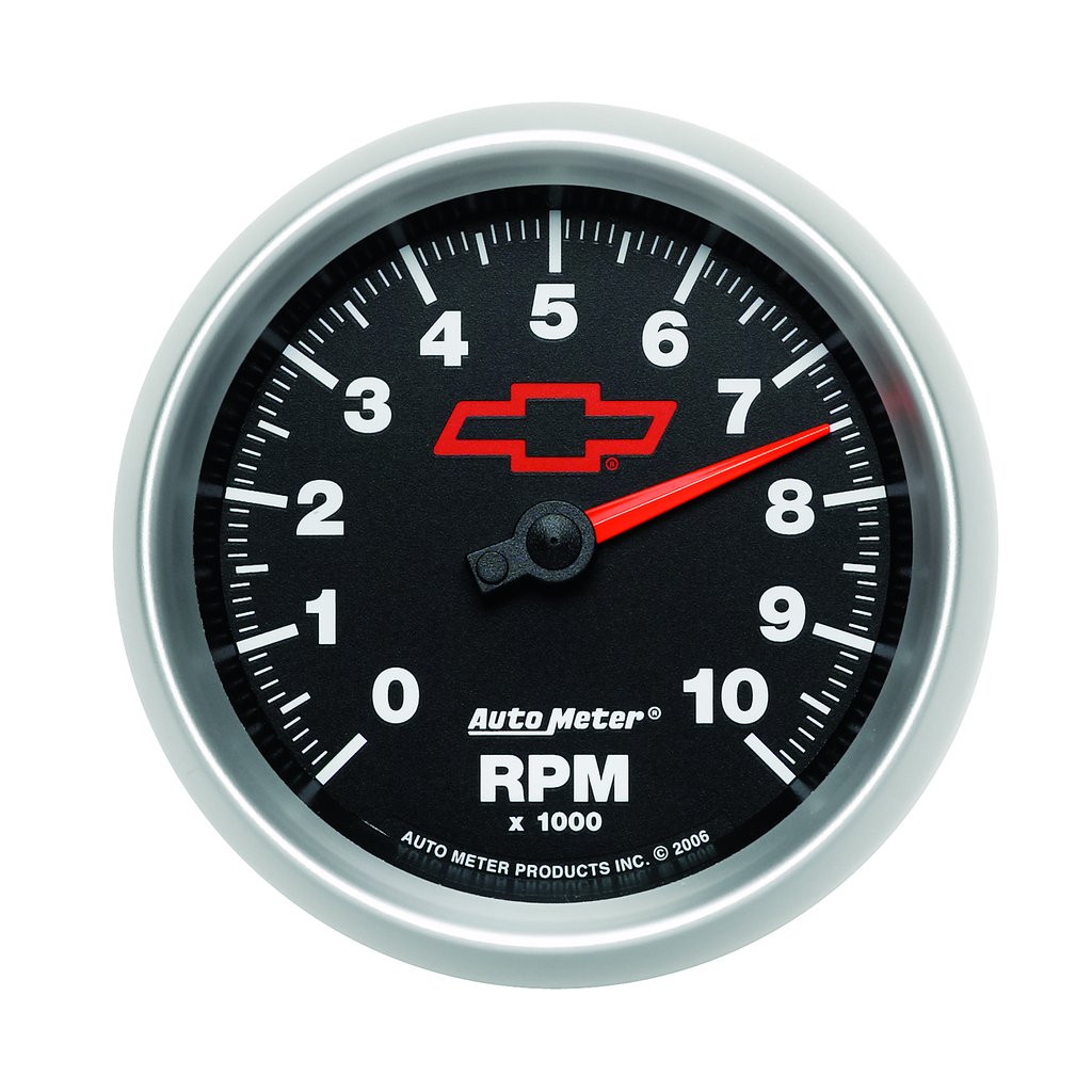 AutoMeter 3-3/8" IN-DASH tachometer, 0-10,000 RPM, CHEVY RED BOWTIE