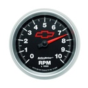 AutoMeter 3-3/8" IN-DASH tachometer, 0-10,000 RPM, CHEVY RED BOWTIE