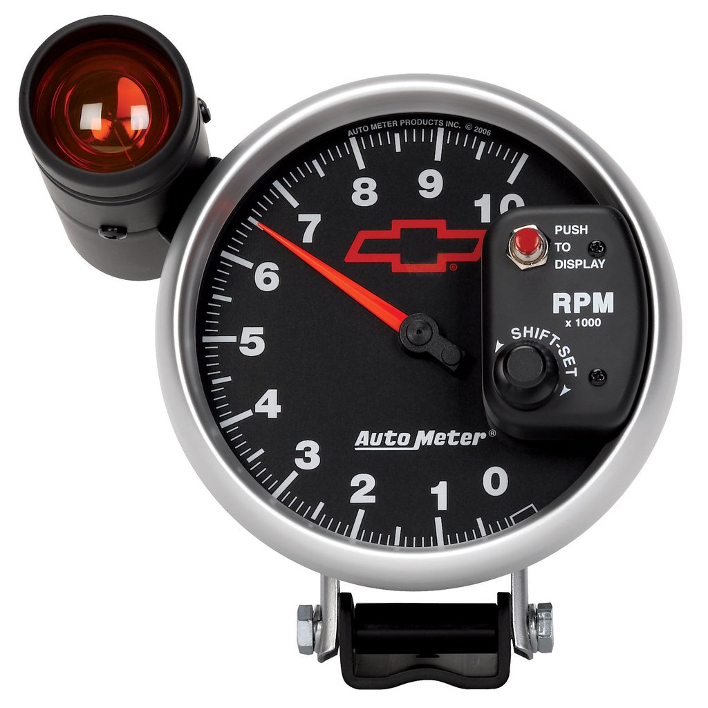 AutoMeter 5" PEDESTAL TACHOMETER, 0-10,000 RPM, CHEVY RED BOWTIE