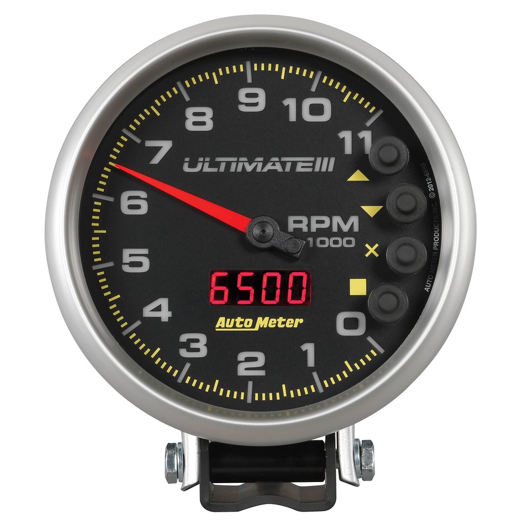 AutoMeter 5" tachometer, 0-11,000 RPM, PEDESTAL, ULTIMATE III PLAYBACK, BLACK