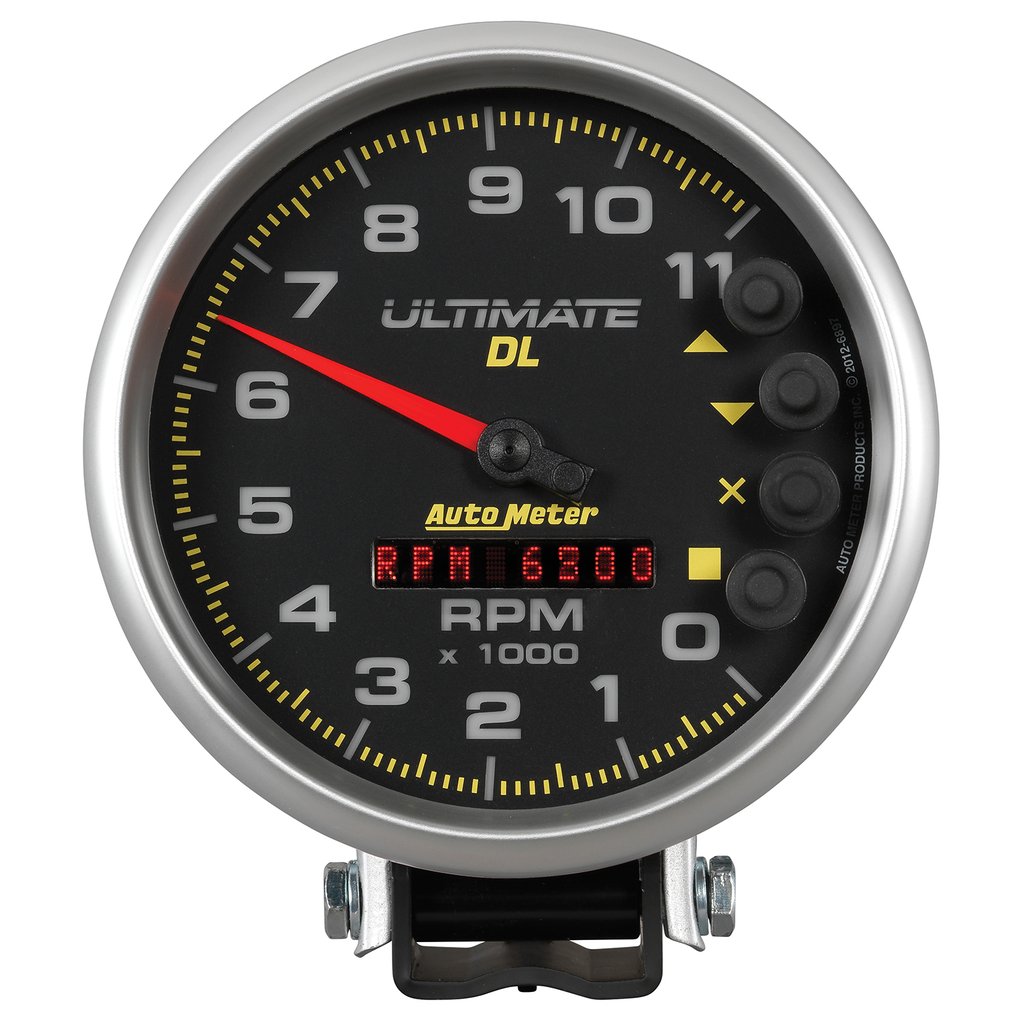 AutoMeter 5" tachometer, 0-11,000 RPM, PEDESTAL, ULTIMATE DL PLAYBACK, BLACK