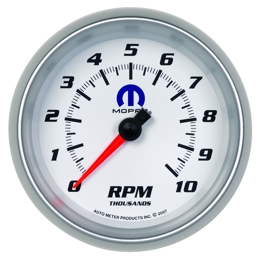 AutoMeter 3-3/8" IN-DASH tachometer, 0-10,000 RPM, WHITE, MOPAR