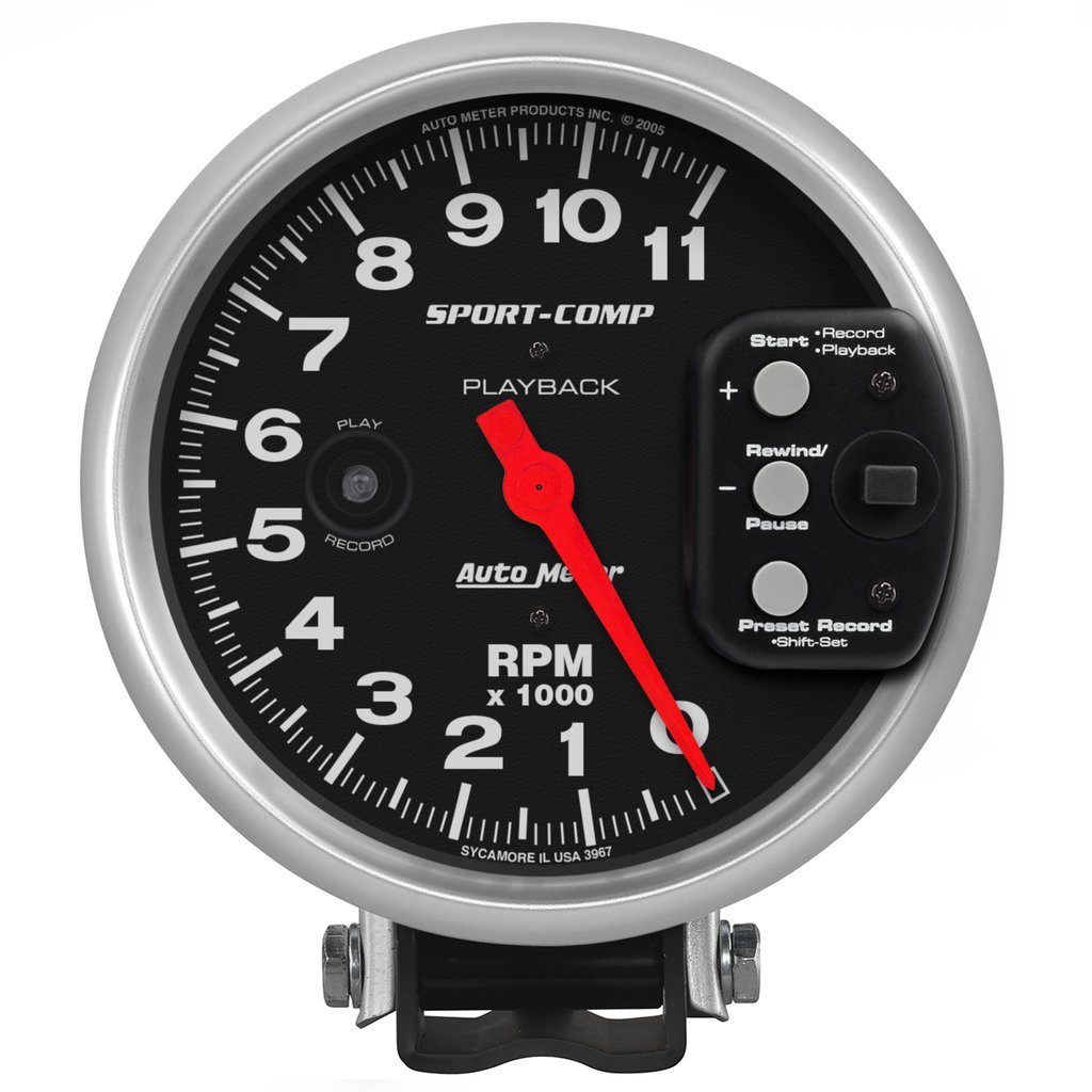 AutoMeter 5" PEDESTAL PLAYBACK tachometer, 0-11,000 RPM, SPORT-COMP