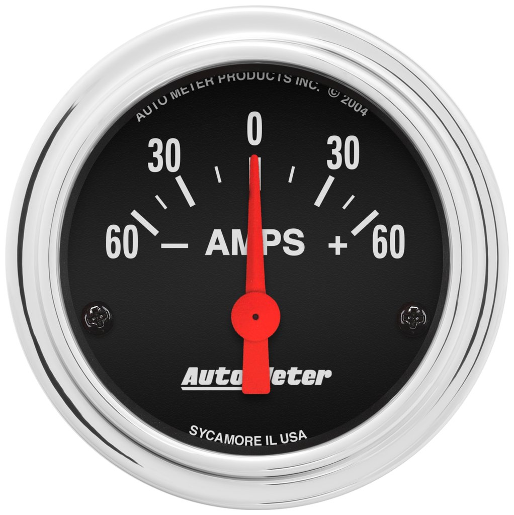 AutoMeter 2-1/16" AMMETER, 60-0-60 AMPS, TRADITIONAL CHROME