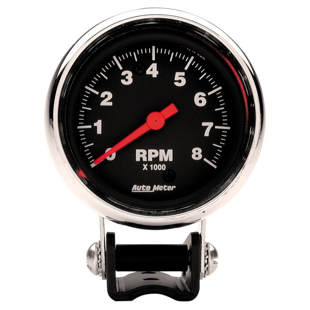 AutoMeter 2-5/8" PEDESTAL tachometer, 0-8,000 RPM, TRADITIONAL CHROME