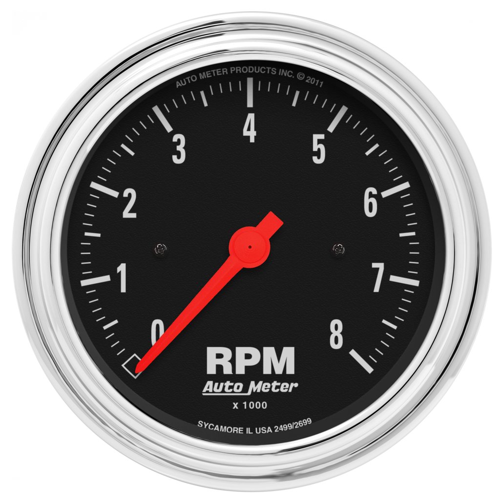 AutoMeter 3-3/8" IN-DASH tachometer, 0-8,000 RPM, TRADITIONAL CHROME