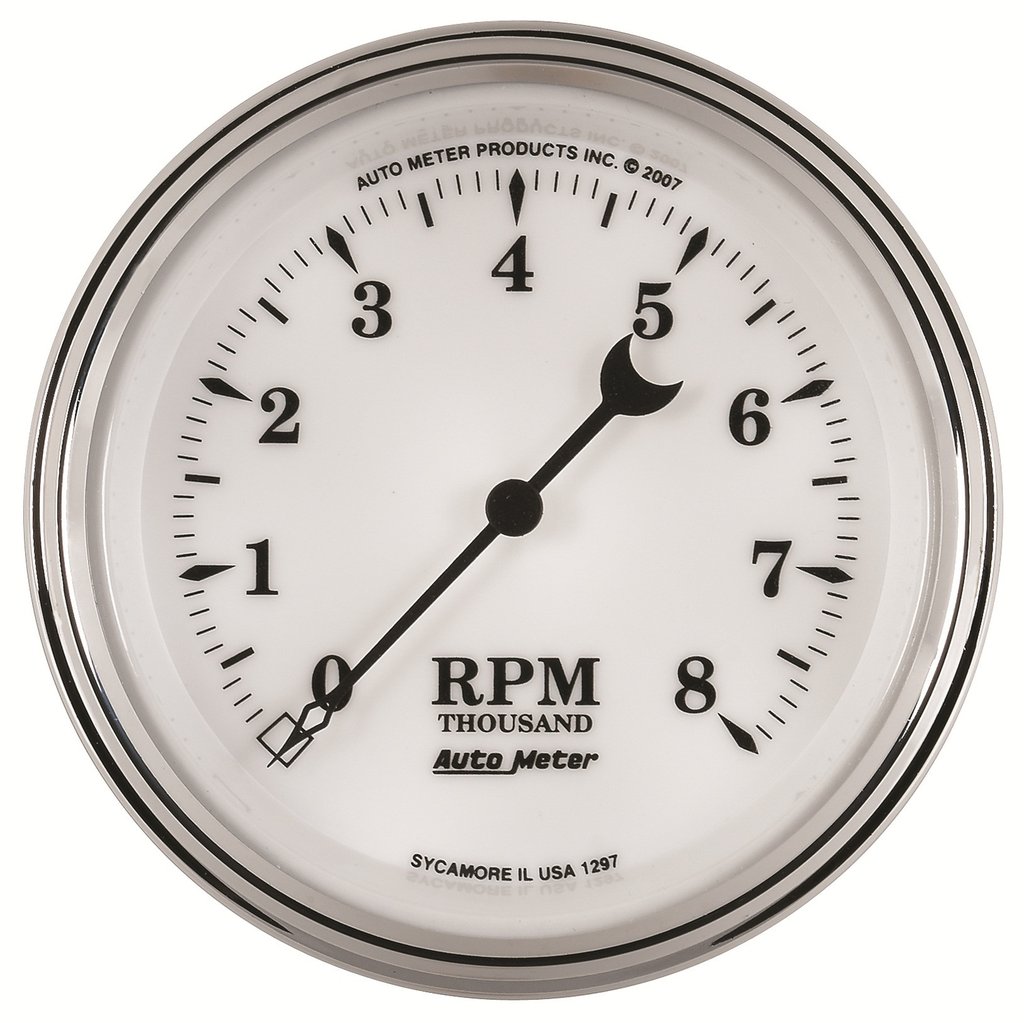 AutoMeter 3-3/8" IN-DASH tachometer, 0-8,000 RPM, OLD-TYME WHITE II