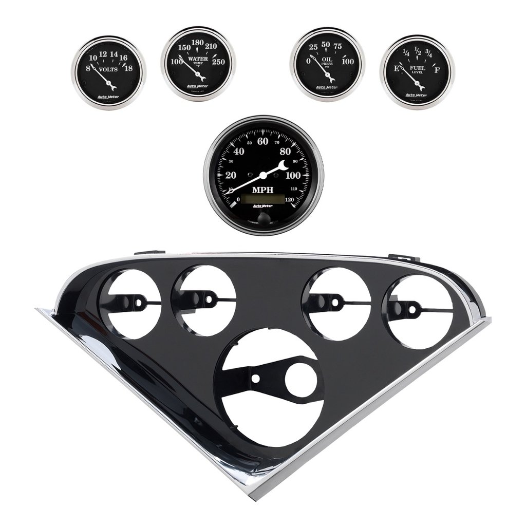 AutoMeter 5 GAUGE DIRECT-FIT DASH KIT, CHEVY TRUCK 1955-59, OLD TYME BLACK