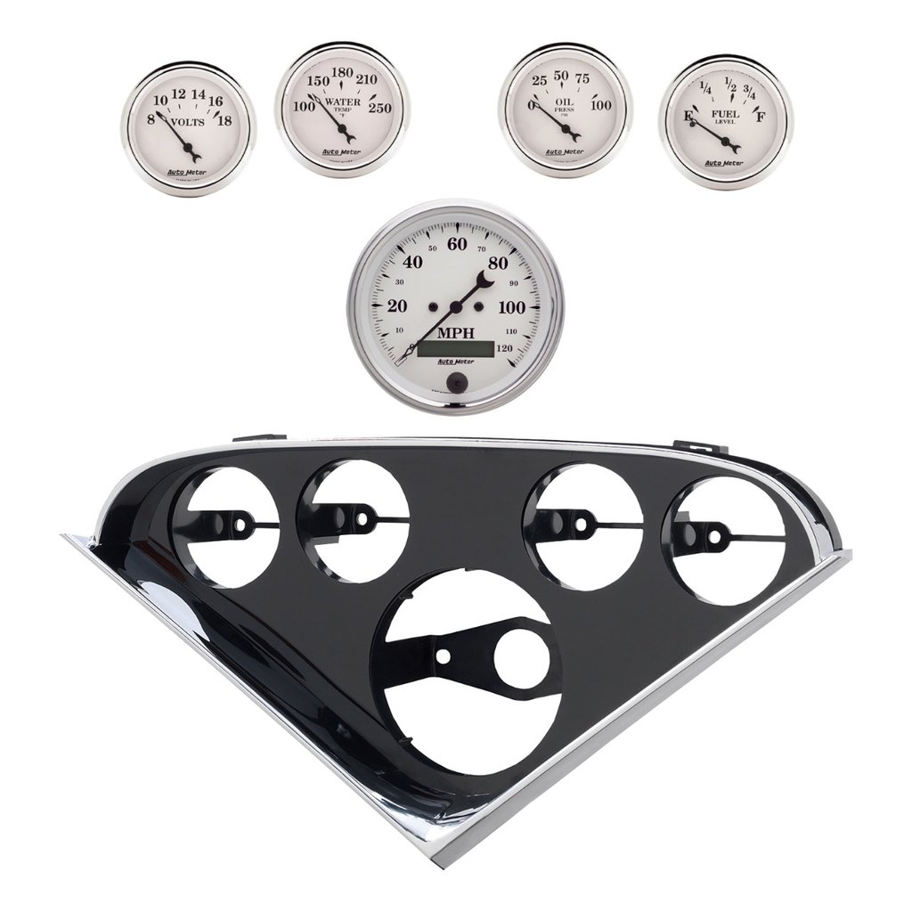 AutoMeter 5 GAUGE DIRECT-FIT DASH KIT, CHEVY TRUCK 1955-59, OLD TYME WHITE