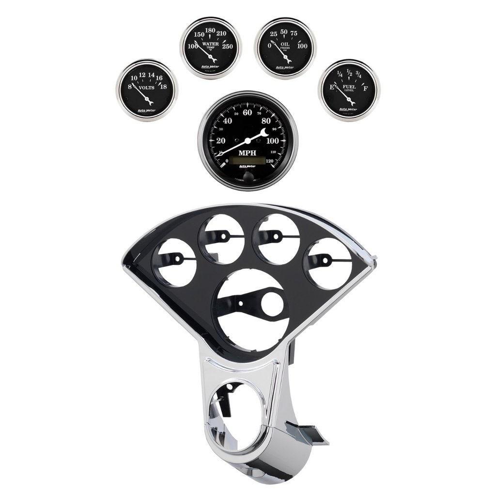AutoMeter 5 GAUGE DIRECT-FIT DASH KIT, CHEVY 1955-56, OLD TYME BLACK