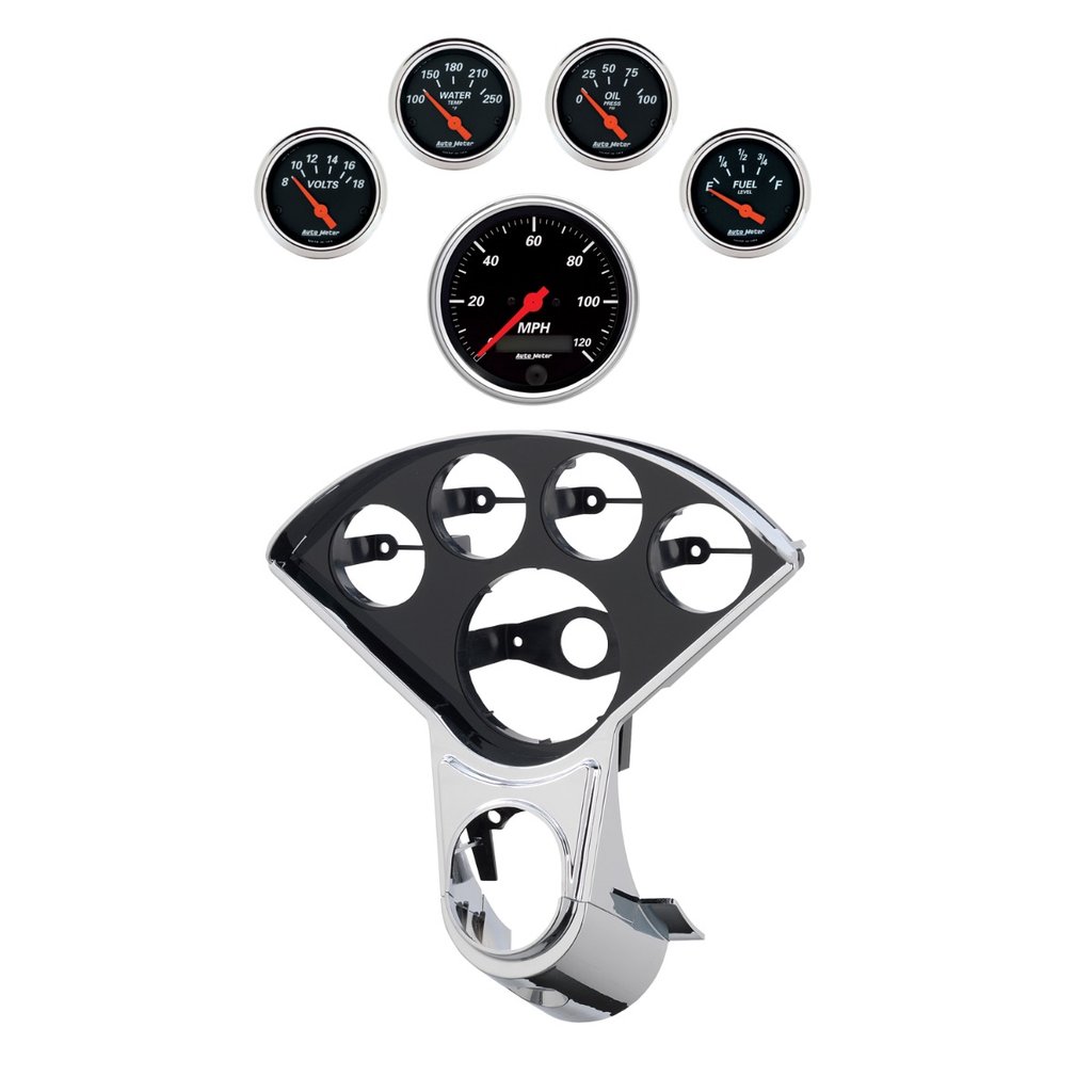 AutoMeter 5 GAUGE DIRECT-FIT DASH KIT, CHEVY 1955-56, DESIGNER BLACK