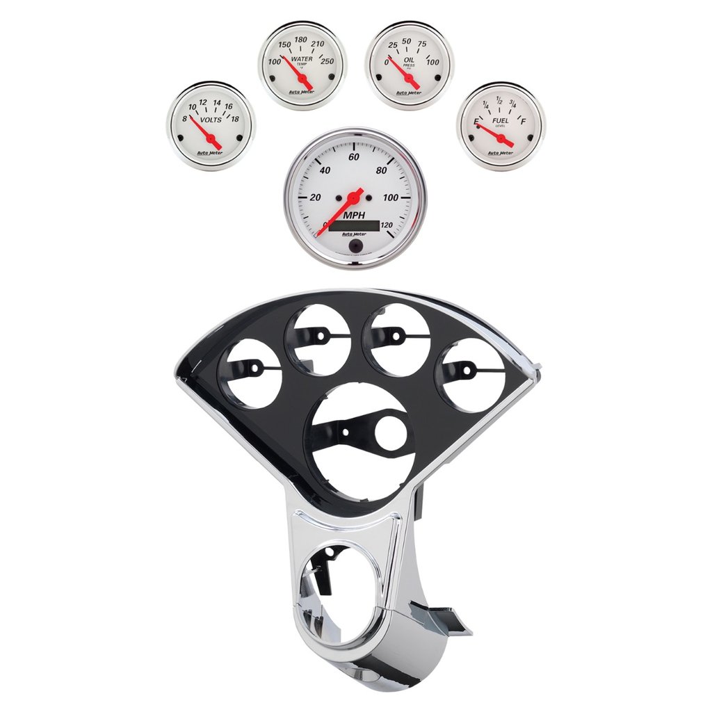 AutoMeter 5 GAUGE DIRECT-FIT DASH KIT, CHEVY 55-56, ARTIC WHITE